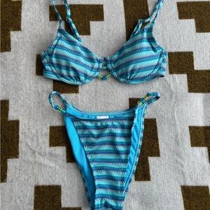 Striped Blue Bikini Set